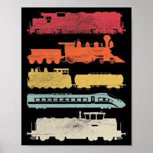 Poster Mens Retro Trains Amateurs Train Vintage Ch