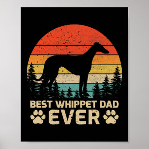 Poster Mens Retro Vintage Meilleur Whippet Papa Jamais Pè
