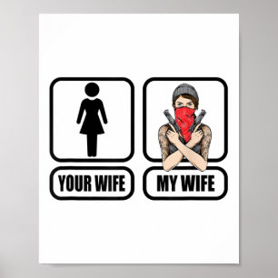 Poster Mens Your Femme - My Wife Tattoo _ Guns - Pères D
