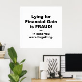 Poster Menser pour gagner de l'argent est de la FRAUDE ! (Bureau à domicile)