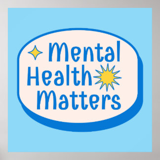 Poster Mental Health Matters Quote - Modern Blue & Yellow