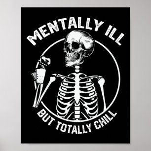 Poster Mentalement Mal Mais Totalement Chill Halloween Sq