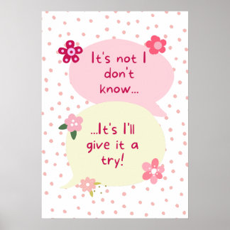 Poster Mentalité de fleurs roses et vertes