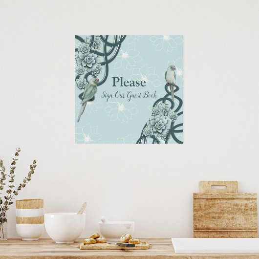 Poster Menthe bleu pin Vert Succulents (Cuisine)