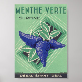 Poster Menthe Verte Surfine Paris Vintage Annonce de couv