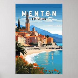 Poster Menton France Voyage Art Vintage