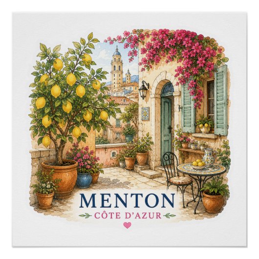 Poster Menton French Riviera - Patio (Devant)