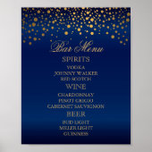 Poster Menu à barres - Points Confetti d'or sur bleu mari (Devant)