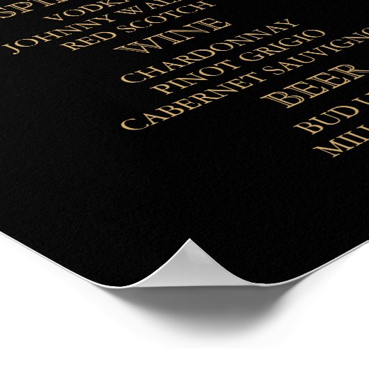 Poster Menu à barres - Points Confetti Or sur Noir (Coin)