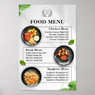 Poster Menu Alimentaire Modifiable Avec Prix