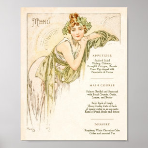 Poster Menu Art Nouveau Mariage Dîner par Mucha