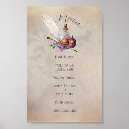 Poster Menu Baby shower de la Chouette magique (Devant)
