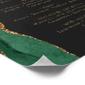 Poster Menu Bar de Mariage Émeraude Vert Or Agate Foncé (Coin)