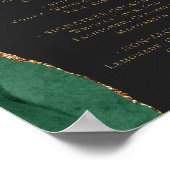Poster Menu Bar de Mariage Émeraude Vert Or Agate Foncé (Coin)