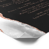 Poster Menu Bar de Mariage Rose Grise Or Agate Foncé (Coin)