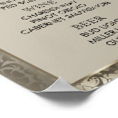 Poster Menu Bar - Floral Violet & Argent Antique Damask (Coin)