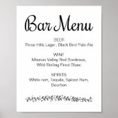 Poster Menu Bar mariage Élégant panneau de réception (Devant)