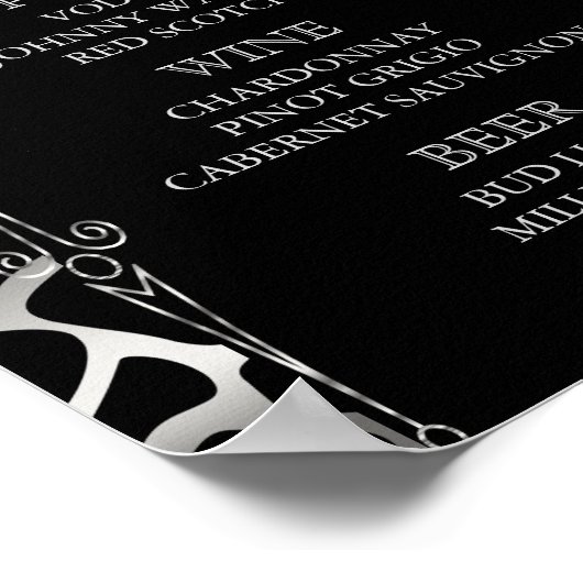 Poster Menu Bar - Mariage en argent et en girafe noire (Coin)