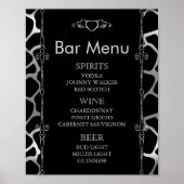 Poster Menu Bar - Mariage en argent et en girafe noire (Devant)