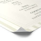Poster Menu Bar Mariage Vert Sauge Rayé Monogramme (Coin)