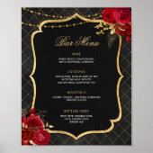Poster Menu Bar Noir, Rouge et Or (Devant)