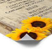 Poster Menu Bar pour un Mariage - Tournesol (Coin)