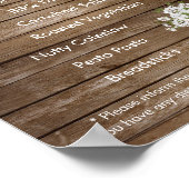 Poster Menu - Baril de bois avec fleurs blanches (Coin)