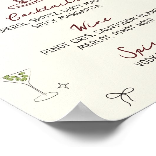 Poster Menu Barre Dessinée À La Main (Coin)