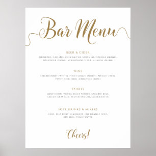 Poster Menu Barre mariage Menu Signer Gold Dracks Menu