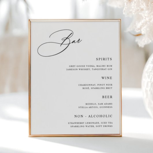 Poster Menu Barre Mariage simple