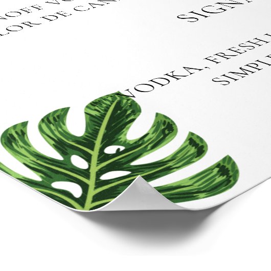 Poster Menu Barre Mariage Tropical (Coin)