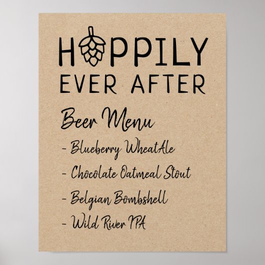 Poster Menu Bière Hoppily Ever After Mariage Enterrement  (Devant)