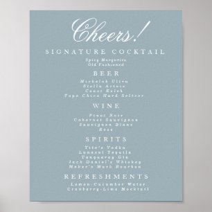 Poster Menu Bleu et Blanc Classic Bar