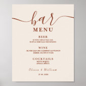 Poster Menu Boho Burnt Orange Terracotta Mariage Bar (Devant)