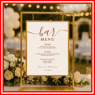 Poster Menu Boho Burnt Orange Terracotta Mariage Bar