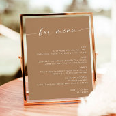 Poster Menu Boho Minimalist Mariage Bar, Menu Boisson