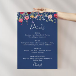 Poster Menu Boho Multicolor Fleur sauvage Mariage Boisson
