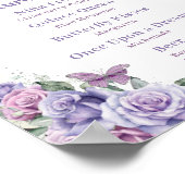 Poster Menu Boisson de Quinceanera Floral Lavender Violet (Coin)