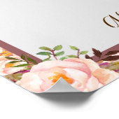 Poster Menu Boissons Cadre rose Floral Mariage Signal (Coin)