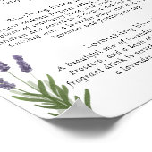 Poster Menu Boissons de signature de Lavande d'aquarelle (Coin)