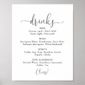 Poster Menu Boissons mariages Signal Script fantaisie (Devant)