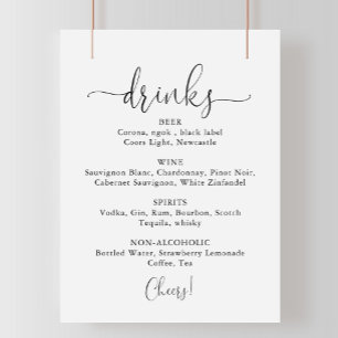 Poster Menu Boissons mariages Signal Script fantaisie