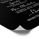 Poster Menu Boissons Personnalisé de Mariage Noir Moderne (Coin)