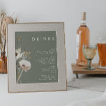 Poster Menu Boissons pour Mariage de Fleur sauvage de Whi<br><div class="desc">Cette affiche de menu de boissons Whimsical Fleur sauvage Sage mariage est parfaite pour votre mariage boho simple et élégant. Les fleurs sauvages minimalistes d'aquarelle vous feront vivre votre vision ! Le design de jolies fleurs blanches et dorées, avec des touches de violet et de jaune, complètera votre rêve de...</div>