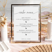 Poster Menu Calligraphie moderne Mariage gâteau signe