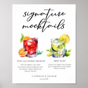 Poster Menu Chic de Mocktails de Mariage Negroni Mint Jul
