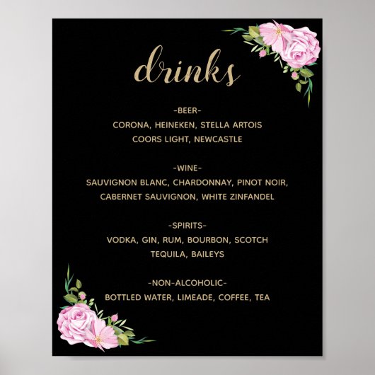 Poster Menu Chic Roses Roses Roses Roses Noires (Devant)