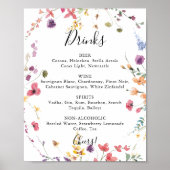 Poster Menu classique de boissons de mariage aux fleurs s (Devant)