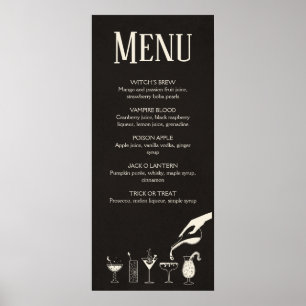 Poster Menu cocktail moderne Halloween du milieu du siècl