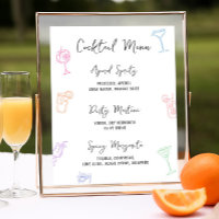 Menu Cocktail Pastel Coloré Dessiné À La Main